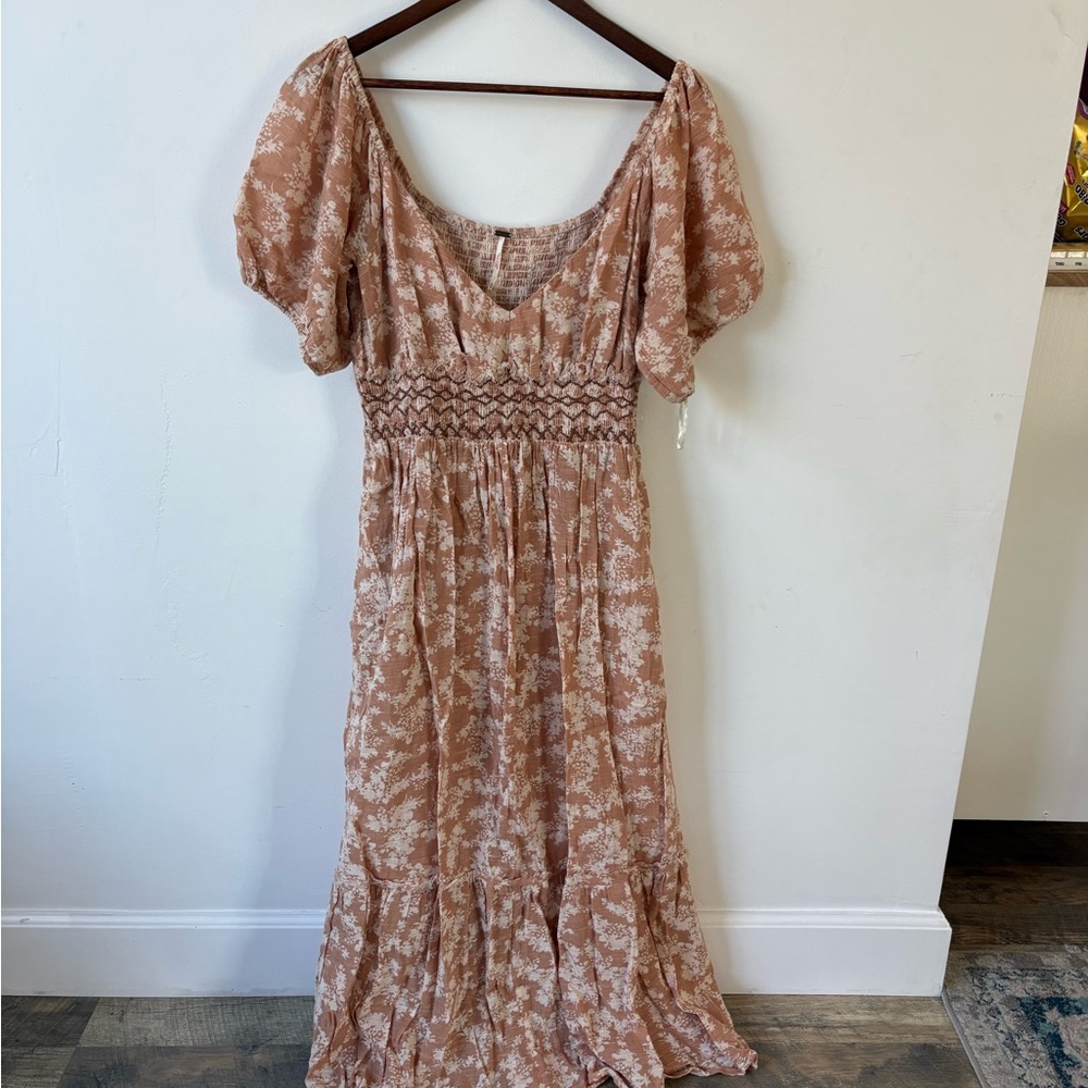 Free People Brown-ish Pink Floral Maxi Dress